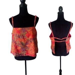 House of Harlow NWT sexy open back linen floral summer tropical print top medium